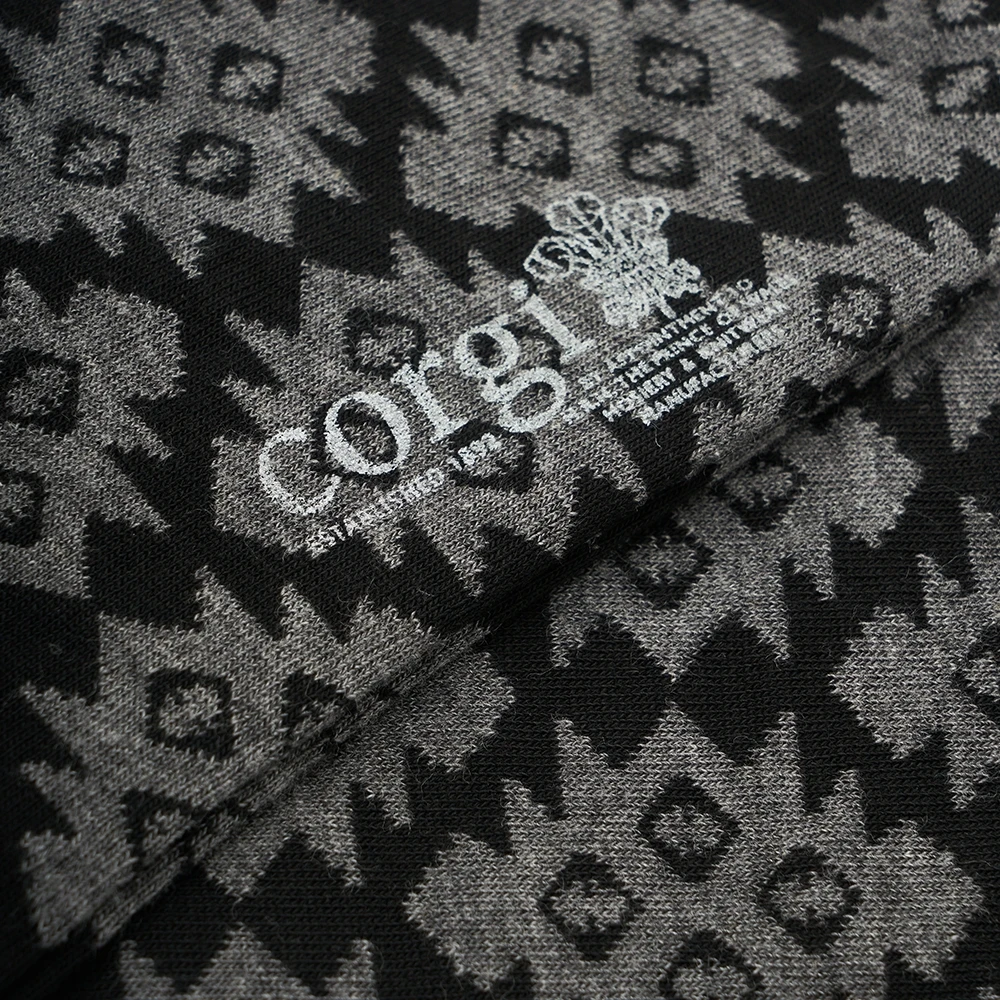 Corgi Diamond Pattern Black Mens Cotton Socks 2 Corgi Diamond Pattern Black Mens Cotton Socks - Image 2