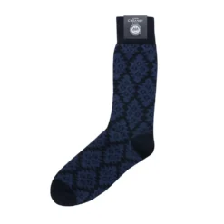 Corgi Diamond Pattern Navy Mens Cotton Socks