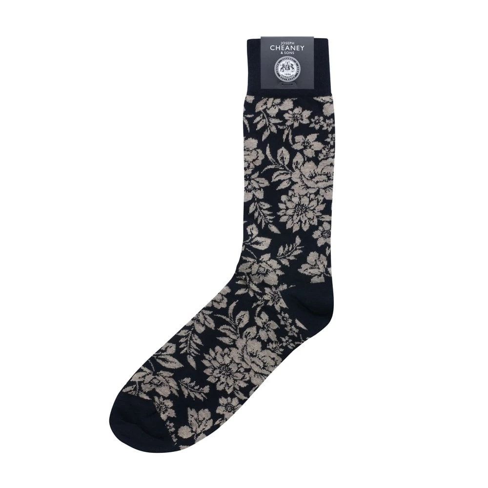 Corgi Floral Pattern French Navy Mens Cotton Socks 1 Corgi Floral Pattern French Navy Mens Cotton Socks