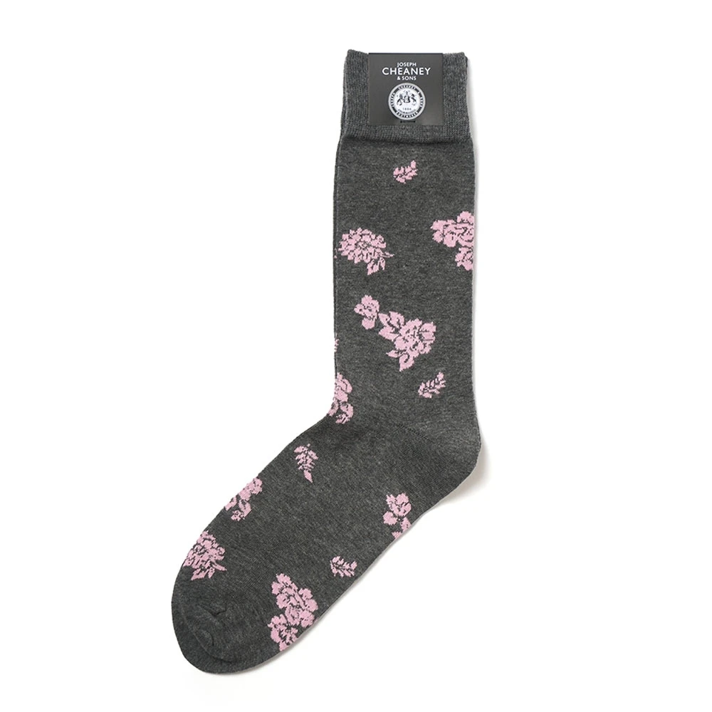 Corgi Floral Pattern Grey/Pink Mens Cotton Socks 1 Corgi Floral Pattern Grey/Pink Mens Cotton Socks