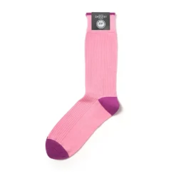 Corgi Rib Contrast Tip, Heel & Toe Pink Mens Cotton Socks