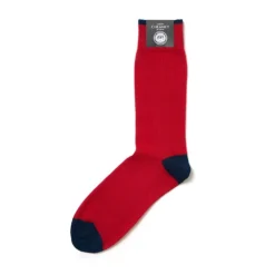 Corgi Rib Contrast Tip, Heel & Toe Red Mens Cotton Socks