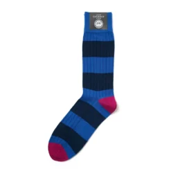 Corgi Rugby Stripe Blue Mens Cotton Socks