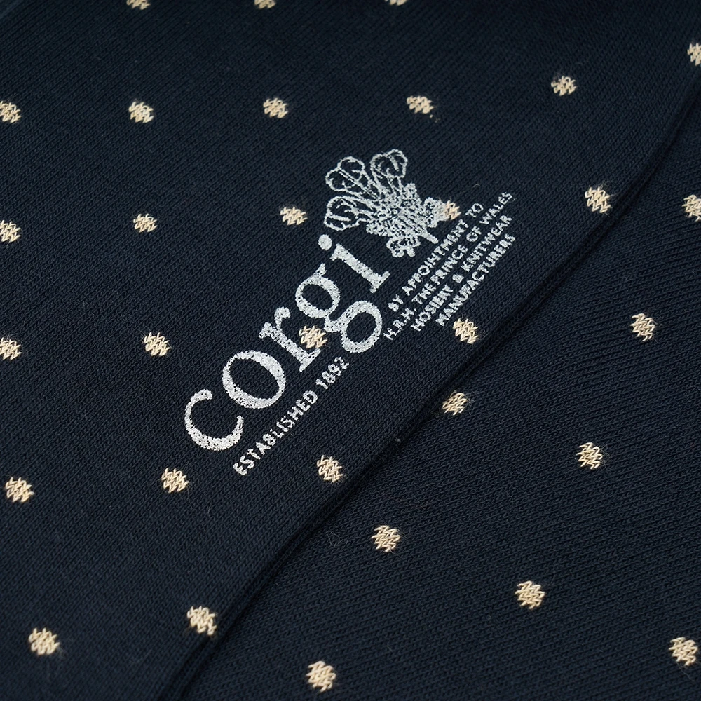 Corgi Spot Pattern Navy Mens Cotton Socks 2 Corgi Spot Pattern Navy Mens Cotton Socks - Image 2