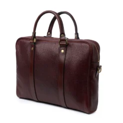 Croots X Cheaney Laptop Bag In Burgundy Grain Leather