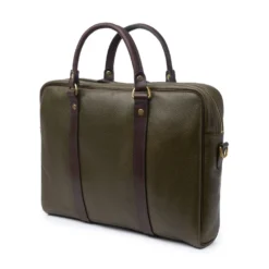 Croots X Cheaney Laptop Bag In Olive Grain Leather