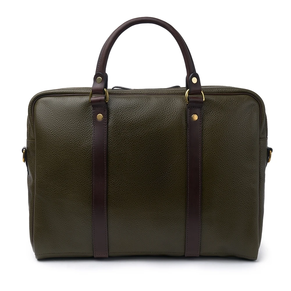 Croots X Cheaney Laptop Bag In Olive Grain Leather 2 Croots X Cheaney Laptop Bag In Olive Grain Leather - Image 2