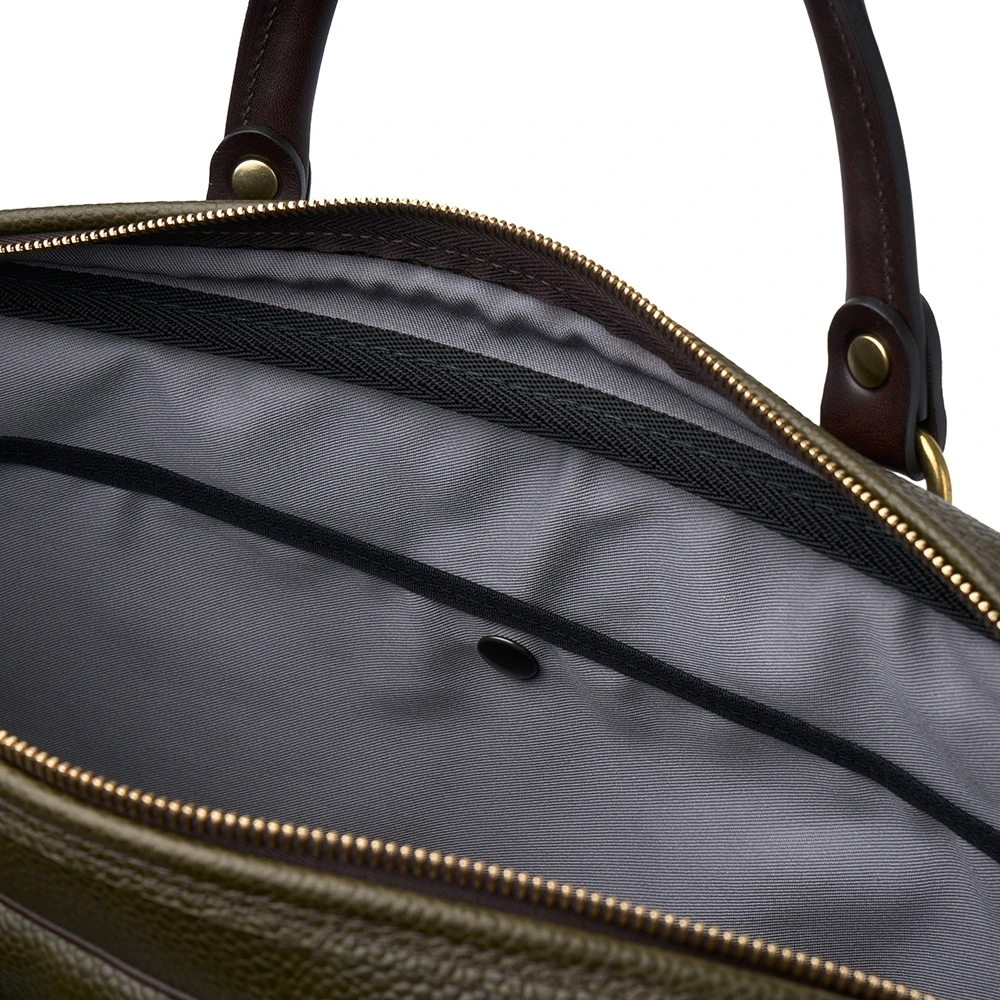 Croots X Cheaney Laptop Bag In Olive Grain Leather 3 Croots X Cheaney Laptop Bag In Olive Grain Leather - Image 3