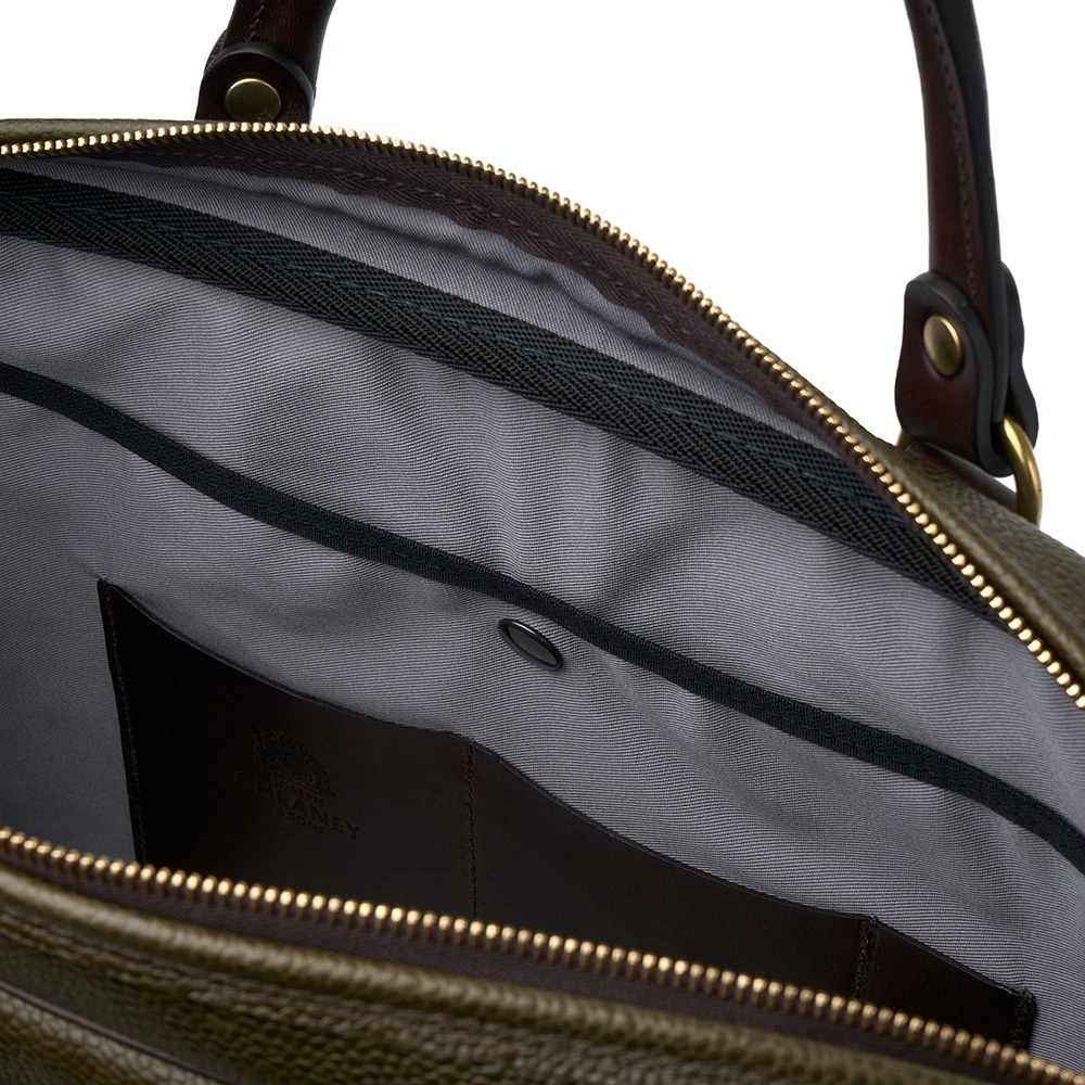 Croots X Cheaney Laptop Bag In Olive Grain Leather 4 Croots X Cheaney Laptop Bag In Olive Grain Leather - Image 4