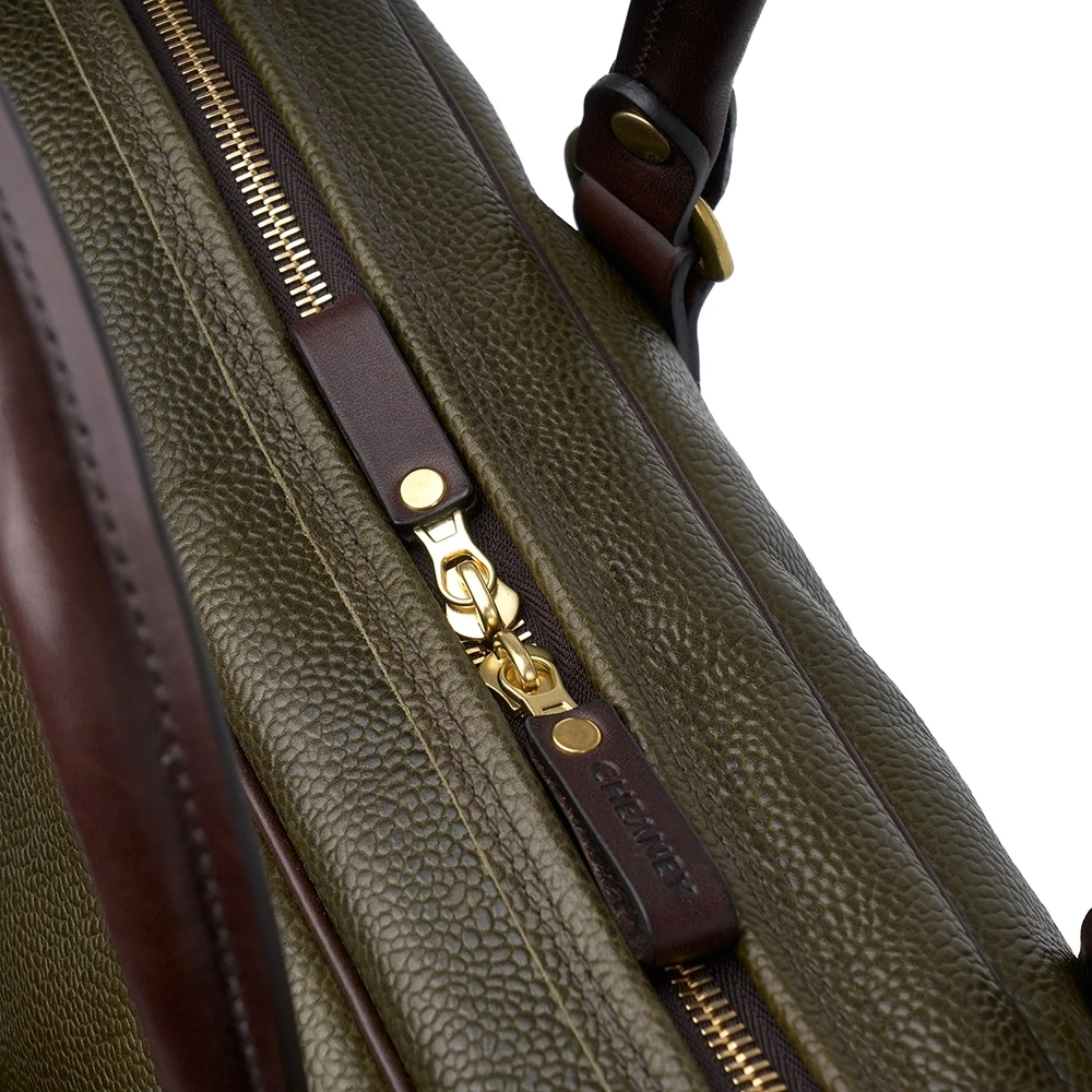 Croots X Cheaney Laptop Bag In Olive Grain Leather 5 Croots X Cheaney Laptop Bag In Olive Grain Leather - Image 5