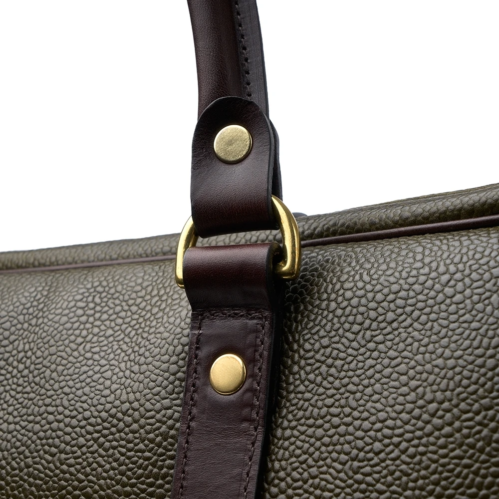 Croots X Cheaney Laptop Bag In Olive Grain Leather 6 Croots X Cheaney Laptop Bag In Olive Grain Leather - Image 6