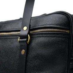 Croots X Cheaney Traveller Bag In Black Grain Leather -Zeg Shoes Shop croots x cheaney traveller bag in black grain leather p1645 11048 zoom